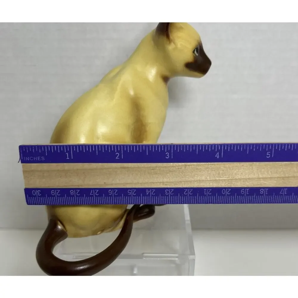Vtg Ceramic Siamese Cat Hand Painted Choc Point 5.5